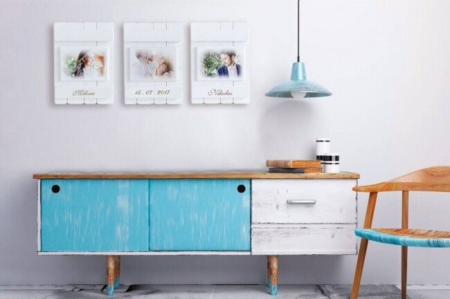 Σετ 3 Ξύλινα Κάδρα με Εκτύπωση & Χάραξη